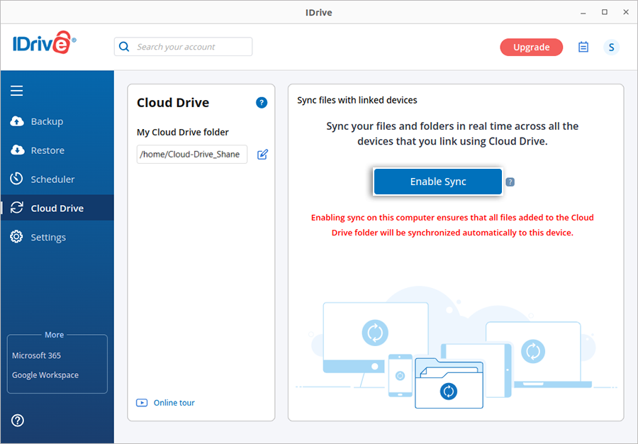 Enable Sync button in Cloud Drive tab screenshot